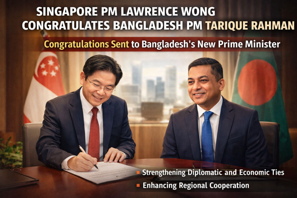 Lawrence Wong congratulates Tarique Rahman